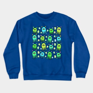 One Eyed Monsters and Scary Ghosts Pattern Crewneck Sweatshirt